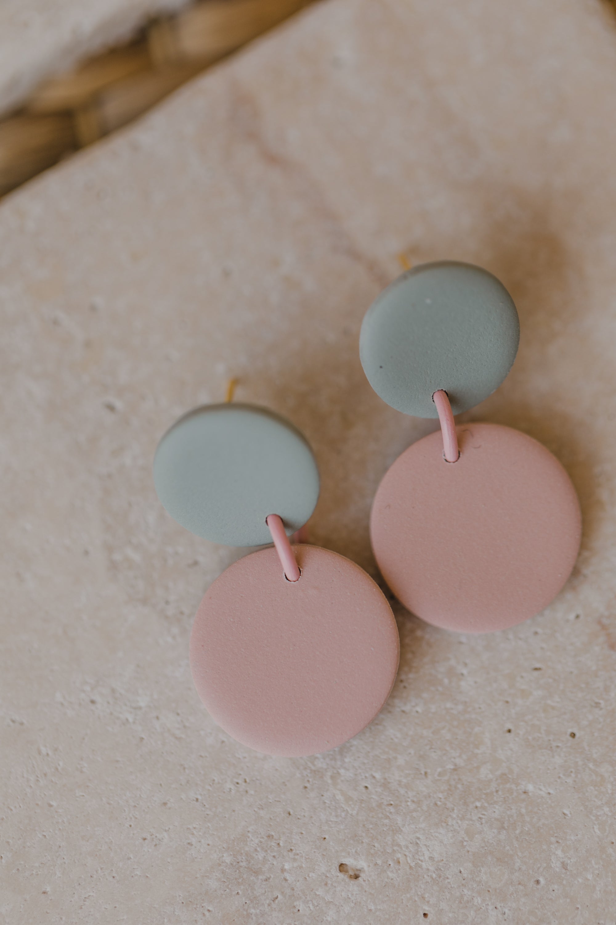 round earrings made of polymer clay in autumn colors