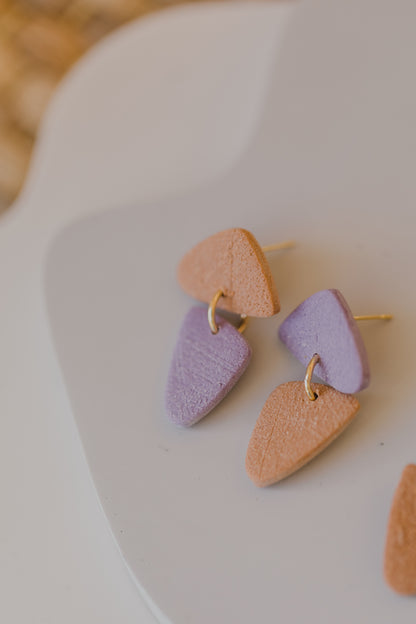 round earrings made of polymer clay in autumn colors