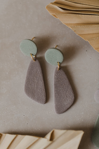 round polymer clay earrings with brass pendant circle