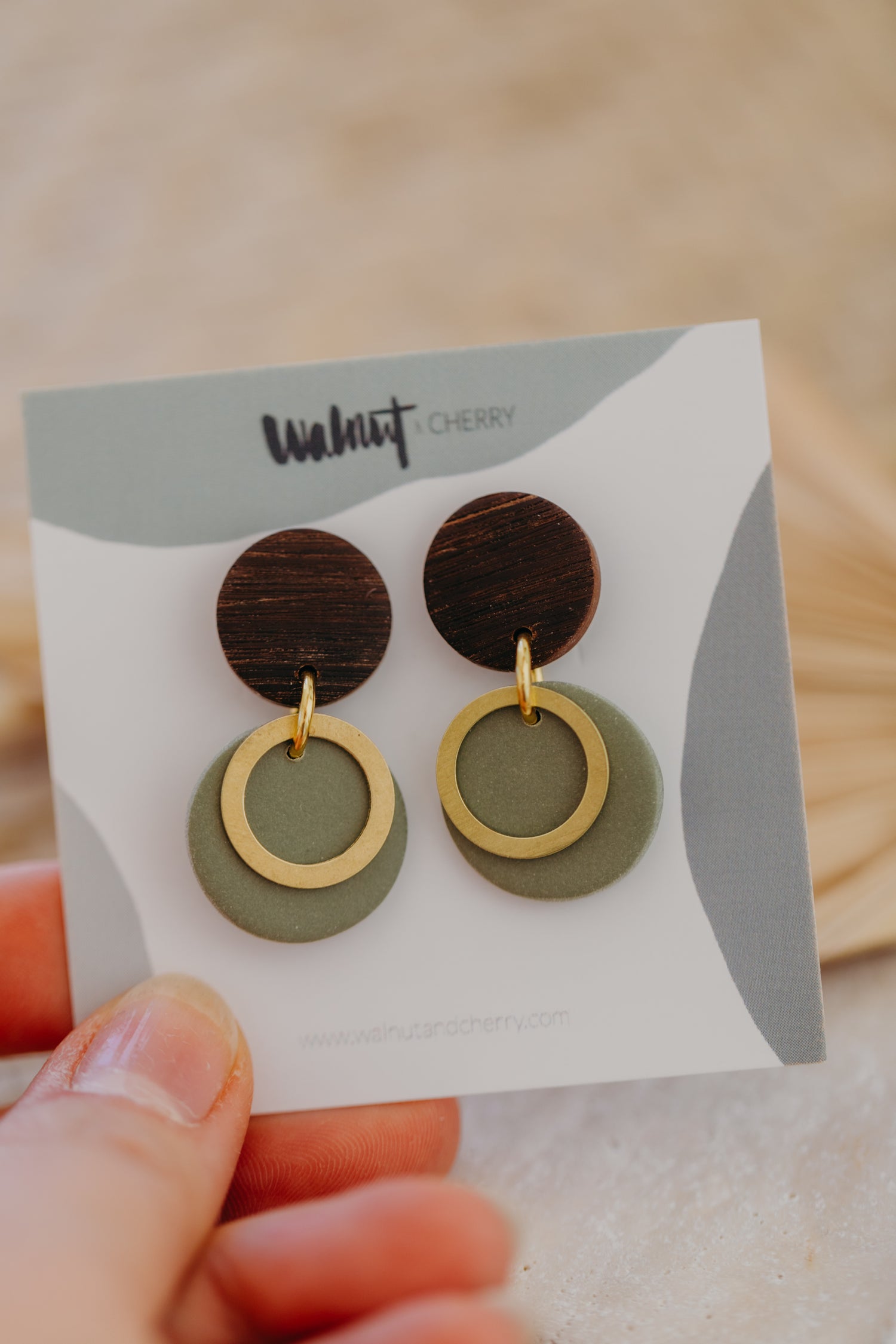 round polymer clay earrings with brass pendant circle