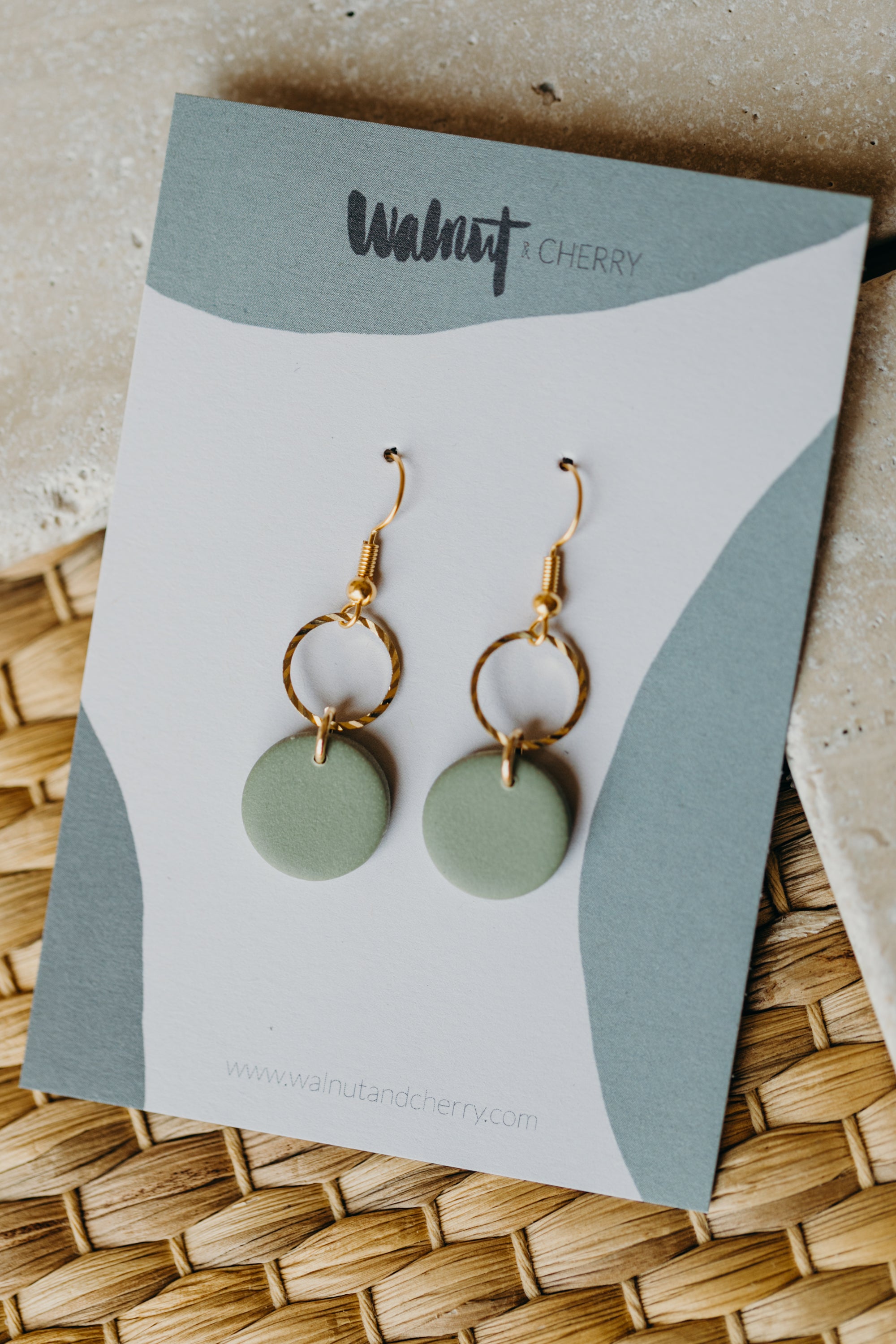 Polymer Clay Earring in Eucalyptus Green