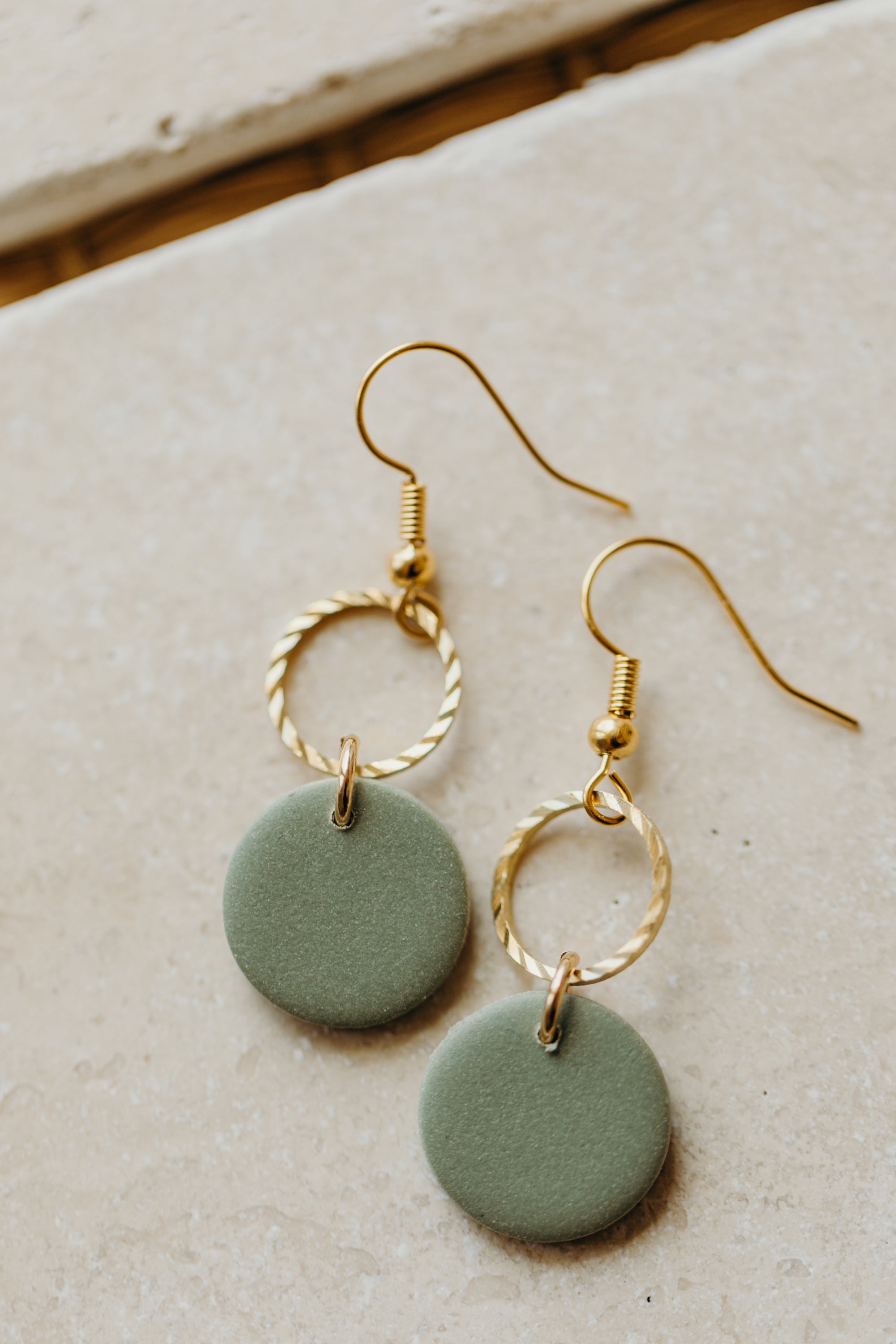 Polymer Clay Earring in Eucalyptus Green