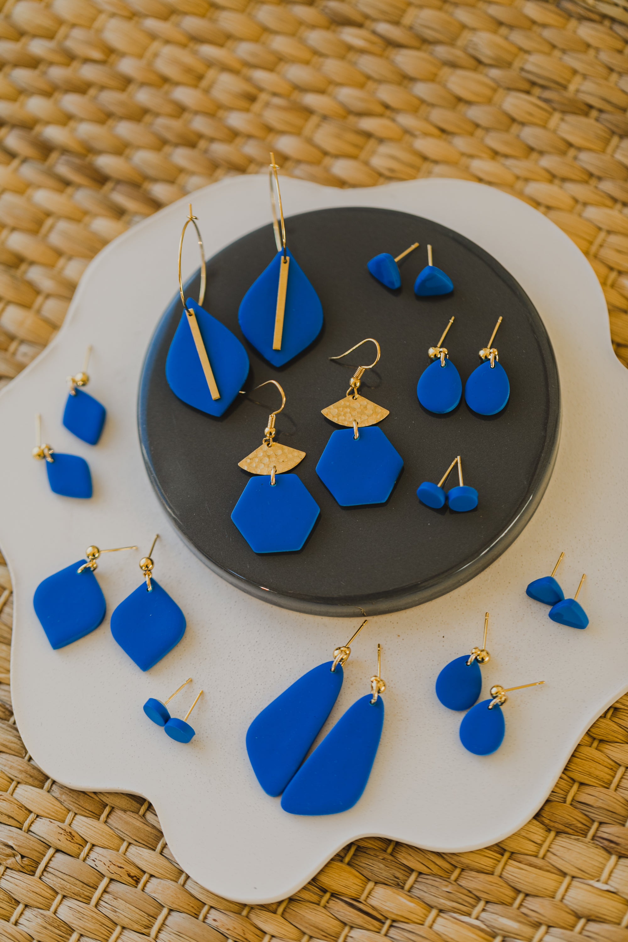 Polymer clay earrings in the color Barolo