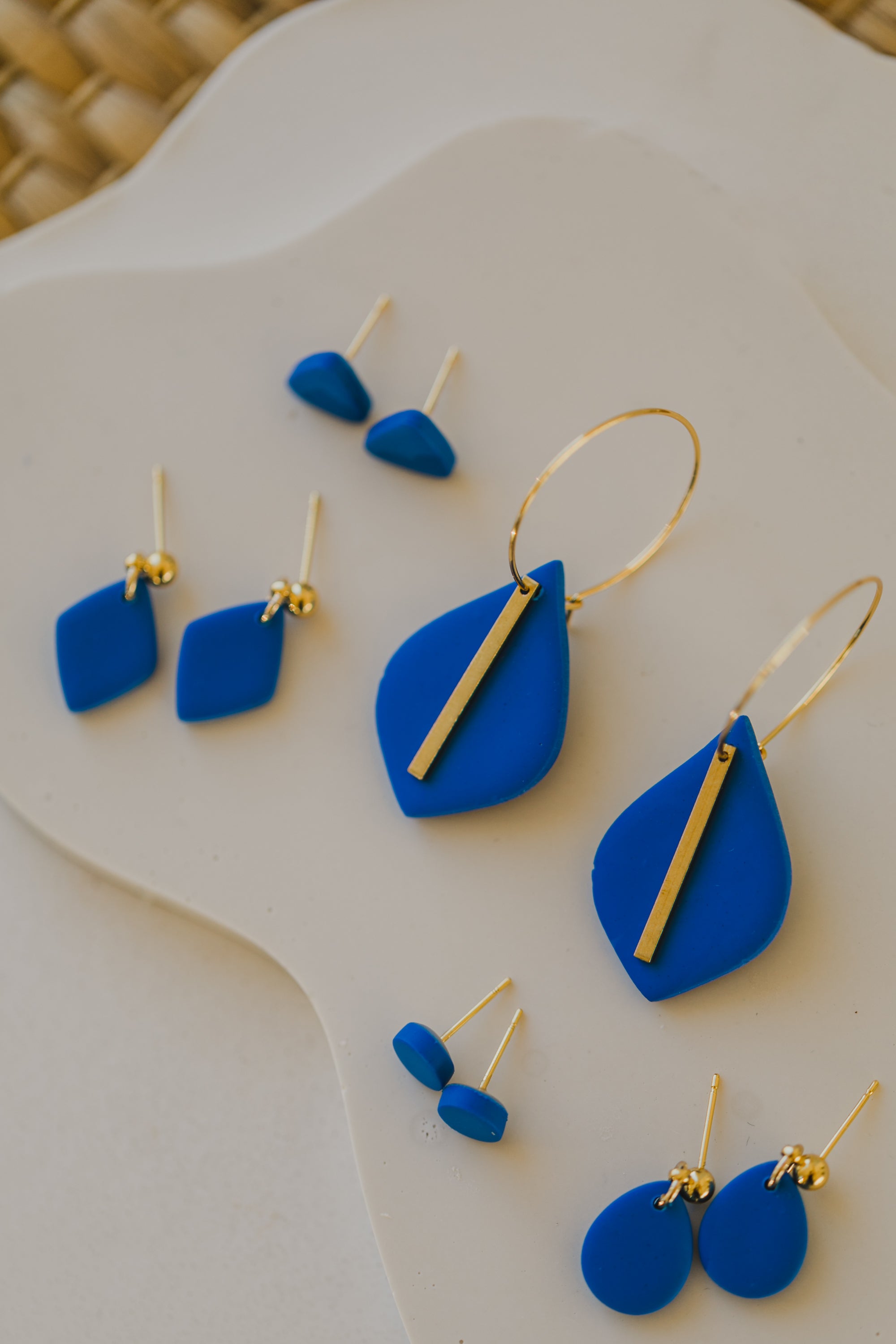 Polymer clay earrings in the color Barolo