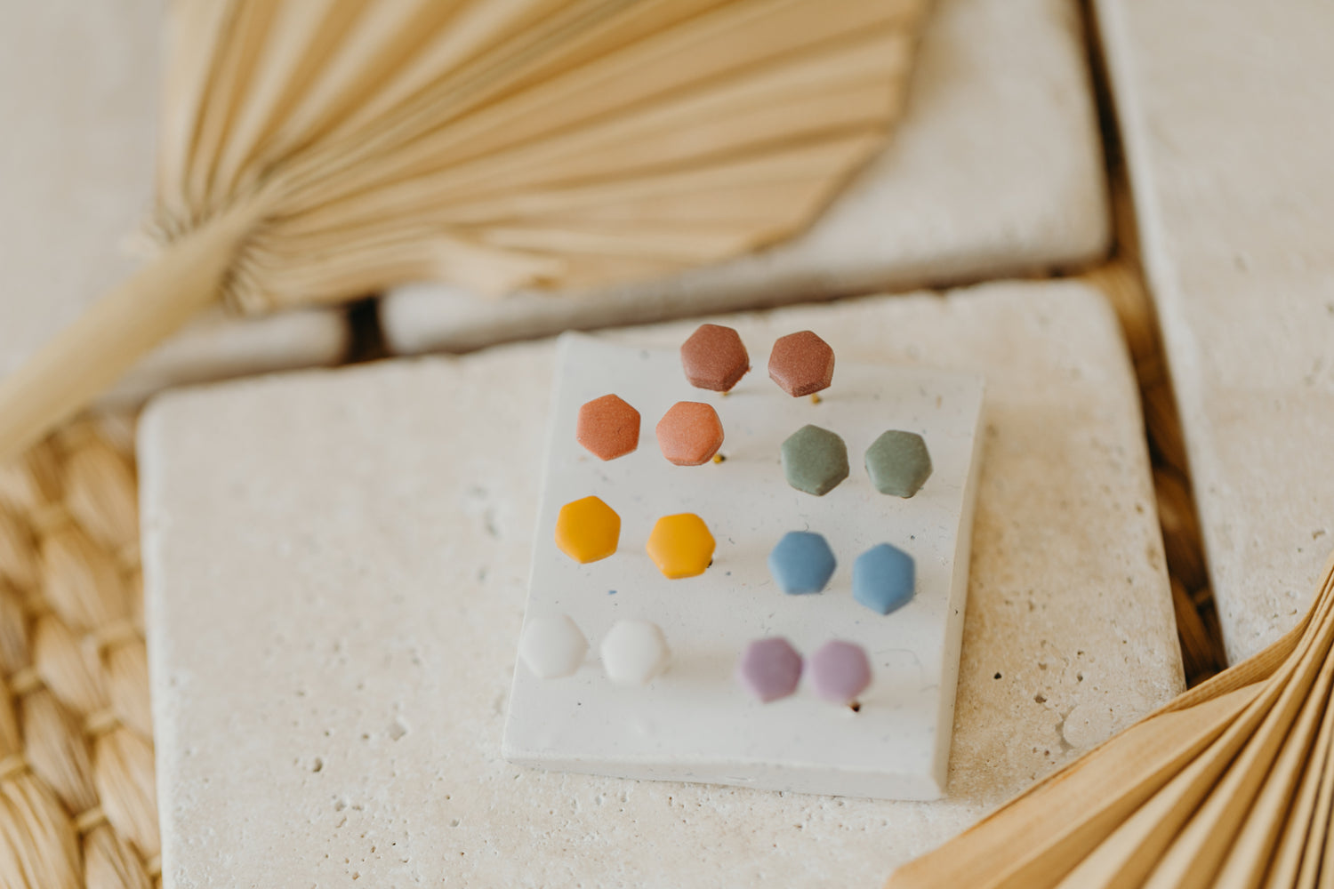 SUMI - small hexagonal earrings made of polymer clay in bright colors