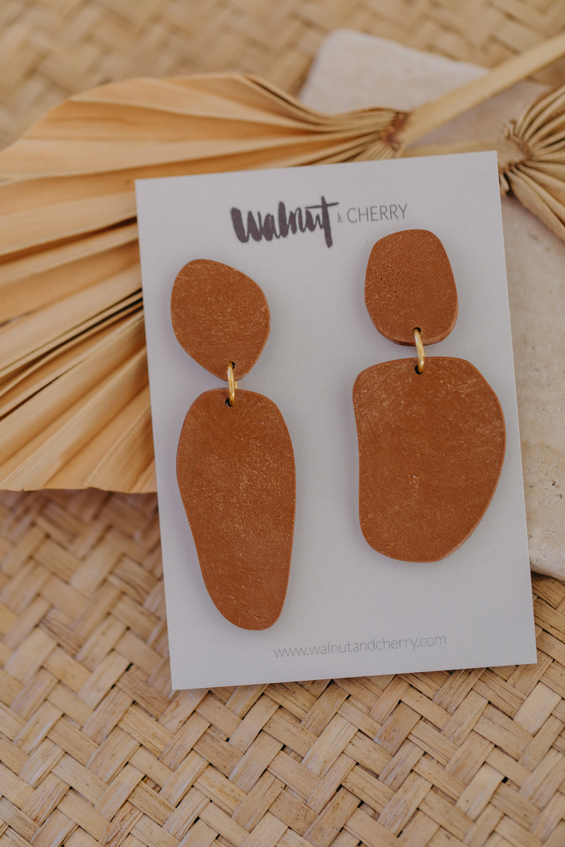 round earrings made of polymer clay in autumn colors