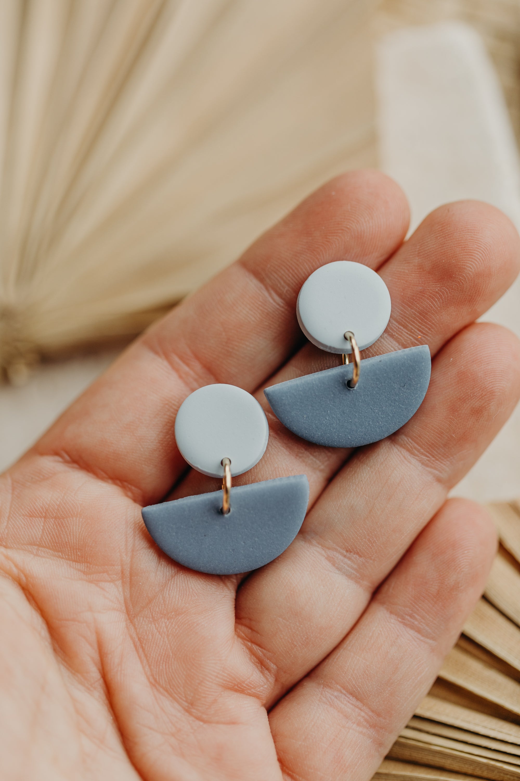 Tamara - two-tone polymer clay earrings in Barolo and dark blue