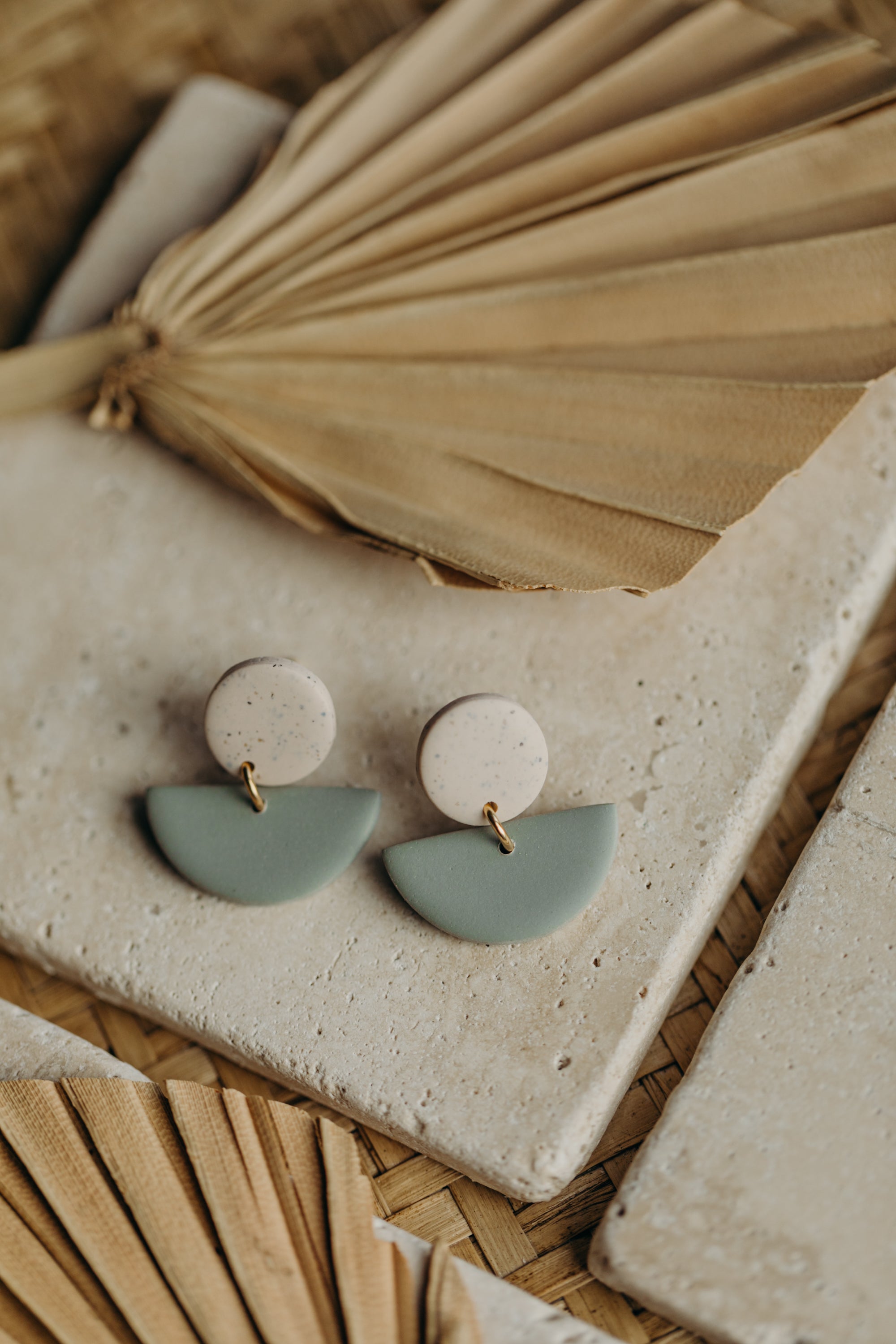 Tamara - two-tone polymer clay earrings in Barolo and dark blue