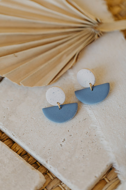 Tamara - two-tone polymer clay earrings in lime and blue