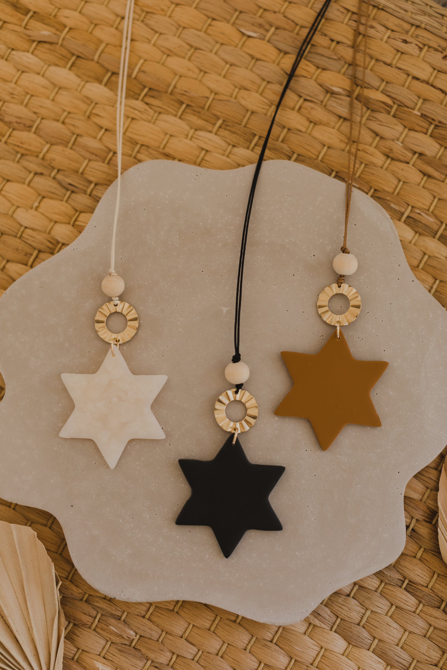 Christmas star pendant made of polymer clay