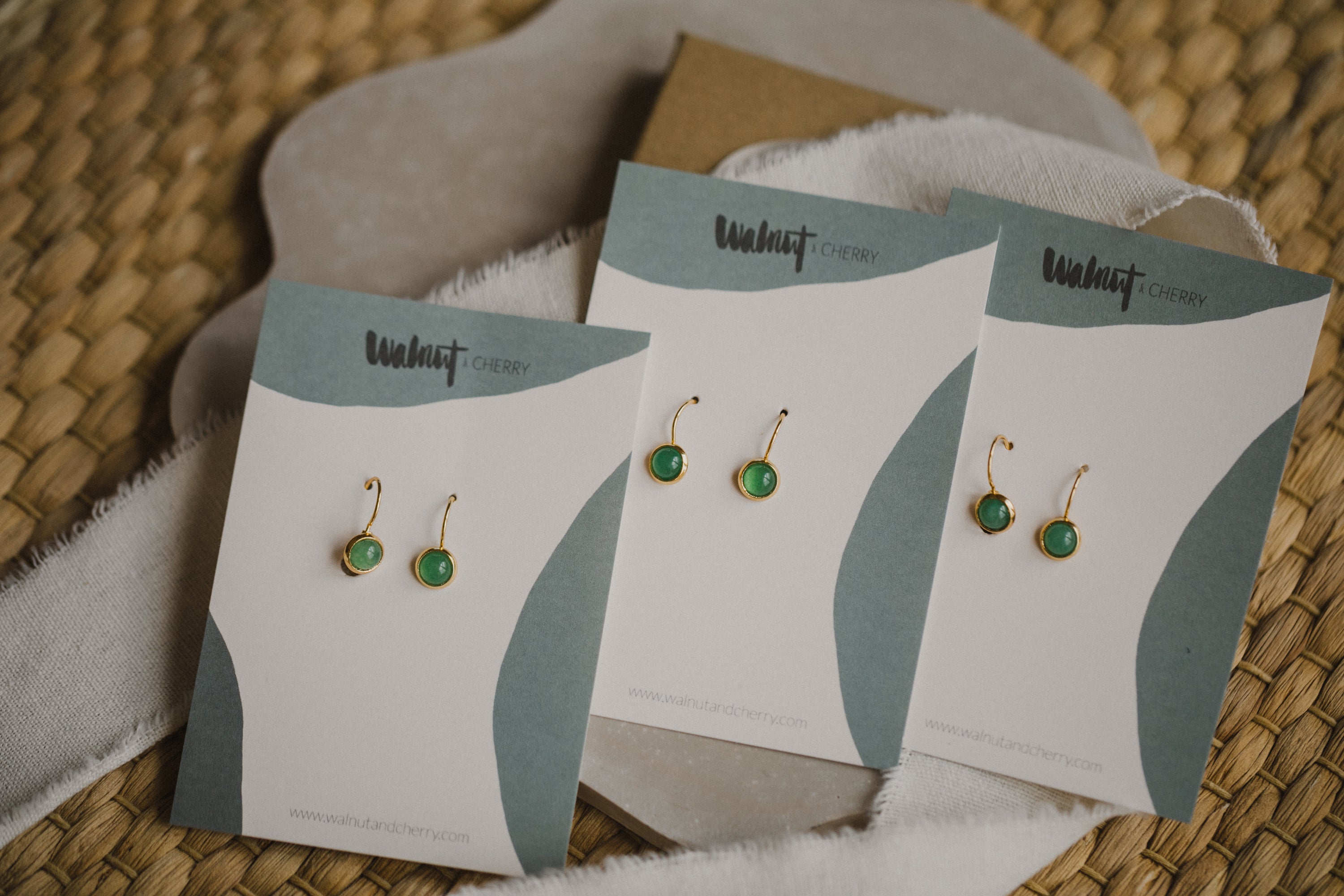 green aventurine gemstone earrings (6 mm)