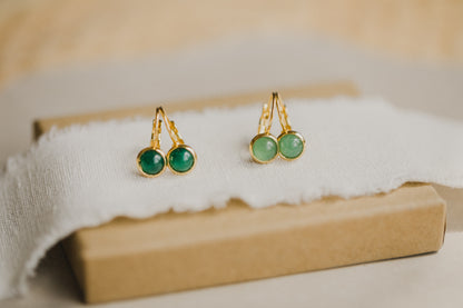 green aventurine gemstone earrings (6 mm)